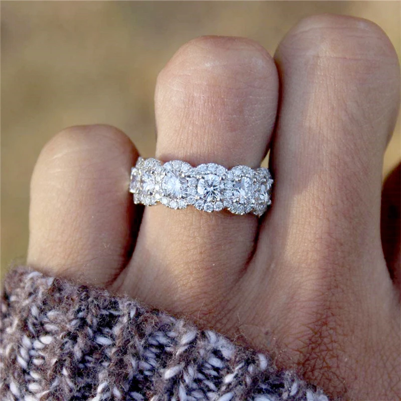 BOAKO Top Quality Concise Classical CZ Crystal Wedding Ring Silver Color Austrian Crystals Wholesale bagues pour femme B3