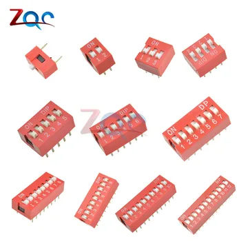 

10Pcs Slide Type Switch Module 1 2 3 4 5 6 7 8 9 10 12 Bit 2.54mm Position Way DIP Red Pitch Toggle Switch Red Snap Switch