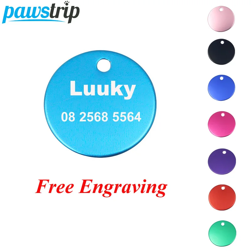 pawstrip 2pcs lot Round Customized Dog Tag Name Phone font b Pet b font ID Tag
