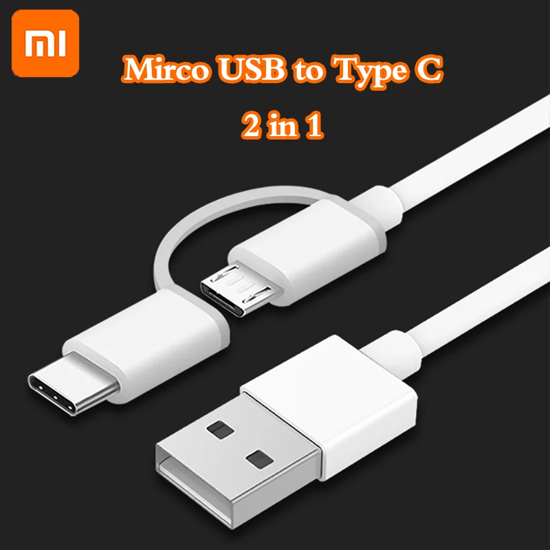 Зарядный кабель Xiao mi 2 в 1 mi cro USB-Type C для синхронизации данных, обычно провод для mi 5 5A 5C 5X 5S plus 6 6X8 SE 9 redmi 4A X - Цвет: 100cm 2 in 1 cable