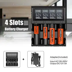 4 слота EU/US штекер ЖК-цифровой дисплей умное зарядное устройство литий-ионный Ni-MH Ni-Cd Универсальное зарядное устройство