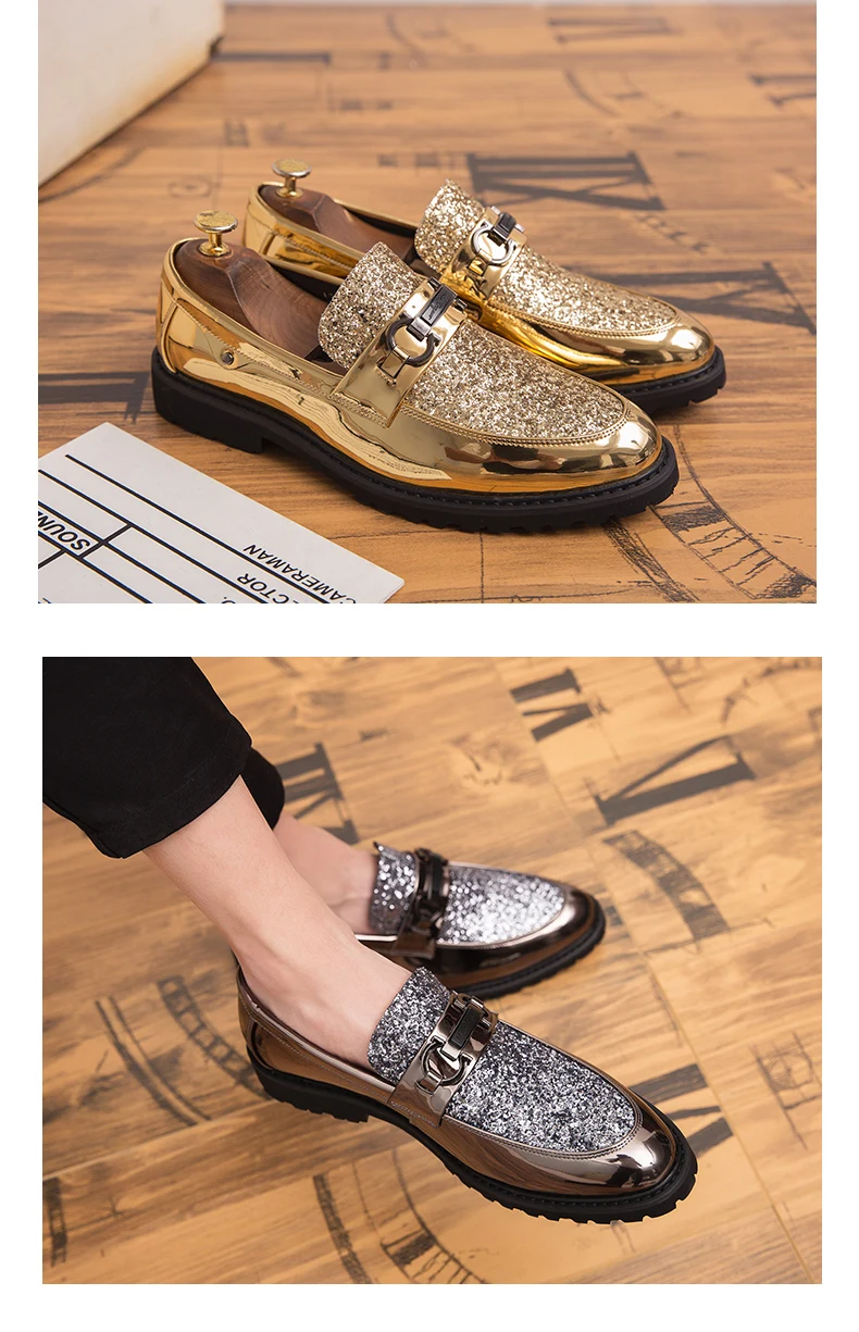 Sooneeya/Мужские модельные туфли больших размеров 46 Блестящий золотистый Серебристый строгие кожаные туфли мужские оксфорды в итальянском стиле