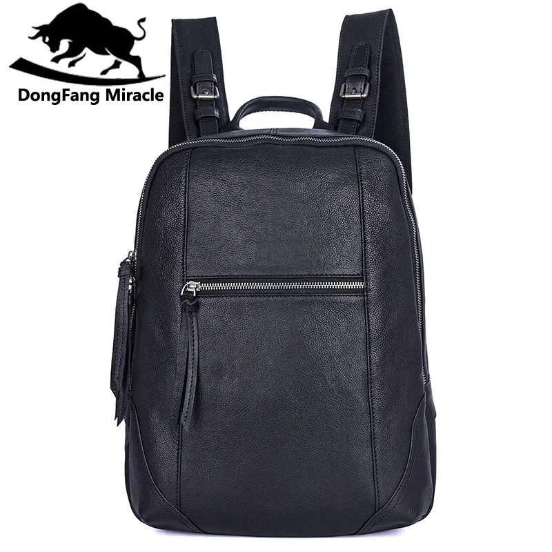 

DongFang Miracle Backpack Genuine Leather Male Shoulder Bag Large Capacity Travel Bags For Man 15.6inch Laptop Bag School Bag