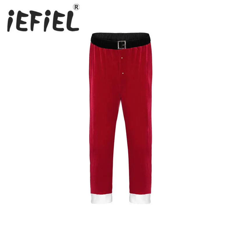 Iefiel Mens Unisex Adults Red Soft Velvet Christmas Santa Claus Long