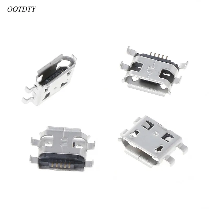 OOTDTY 10 шт. Micro USB Type B 5 контактный гнездовой SMD 4 Штекерный разъем DIP|Соединители| |