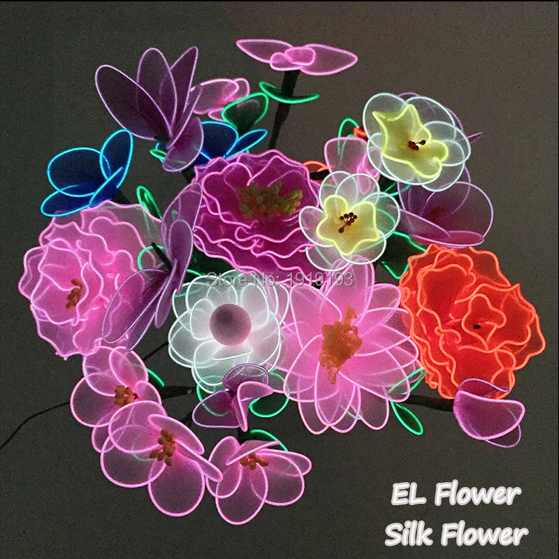 12 Stype Glittery Neon LED Viridulum Hana Holiday lighting light silk flower Sparkling EL wire Flower for wedding,Party Supplies 12 Stype Glittery Neon LED Viridulum Hana Holiday lighting light silk flower Sparkling EL wire Flower for wedding,Party Supplies
