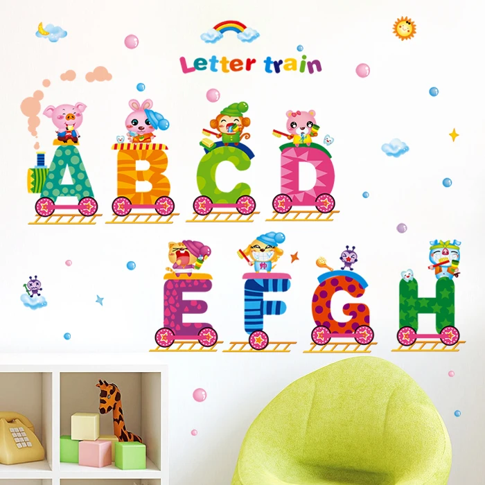 Buy Cartoon Wall sticker letter Animal Train