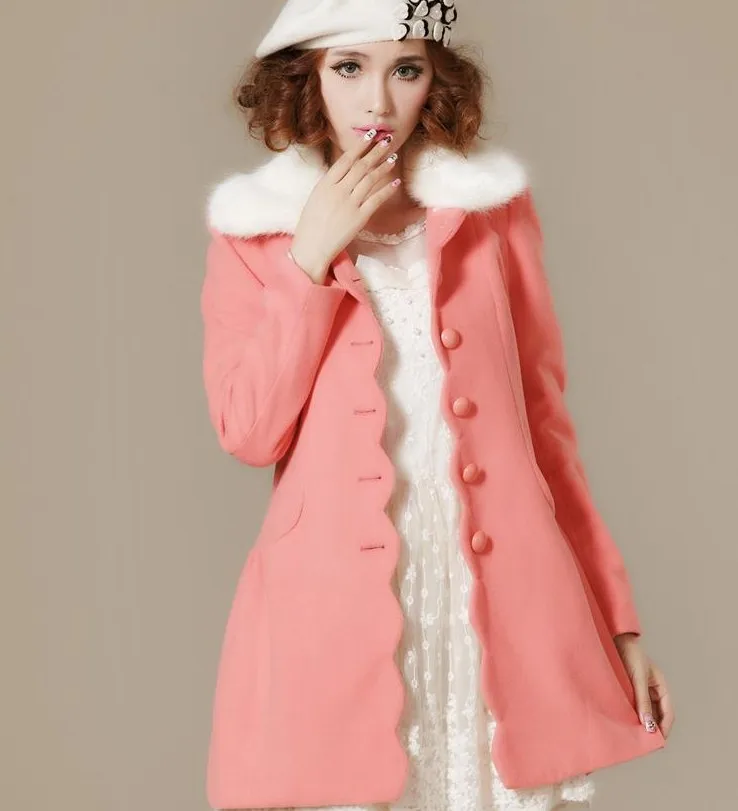 Online Buy Wholesale Pink Pea Coat Women From China Pink Pea Coat red/pink/light blue women's wool pea coat jacket winter sweet cute female winter - Online Buy Wholesale Pink Pea Coat Women From China Pink Pea Coat