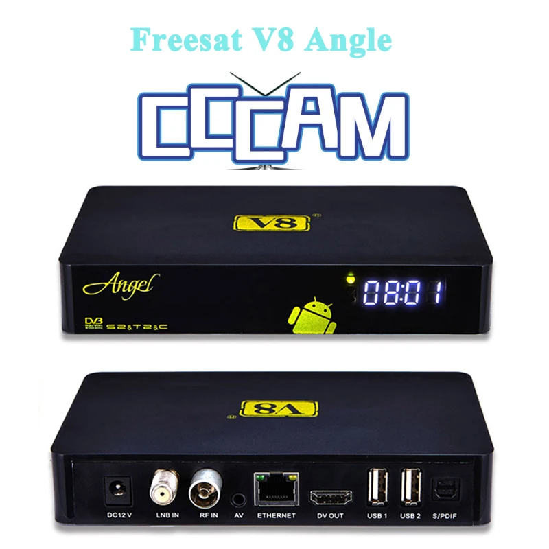 V8 Angel HD satellite receiver+europe cccam cline for 1 year DVB-T2/S2/C Amlogic S805 Android 4.4 TV BOX OTT IPTV Live Streaming