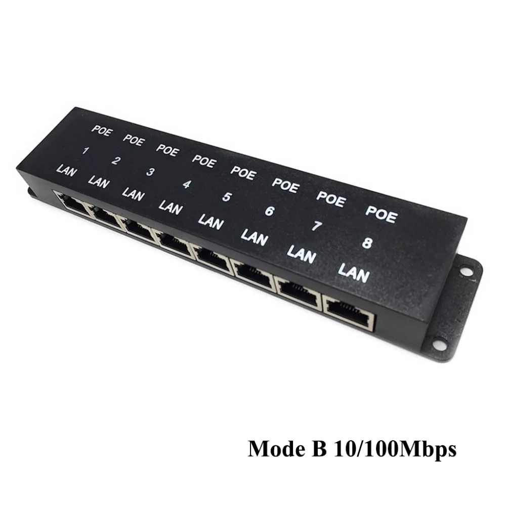 

Security 8 port passive POE injector Power over Ethernet for IP Network Camera Ubiquiti and MikroTik 100Mbps for up to 8 devices