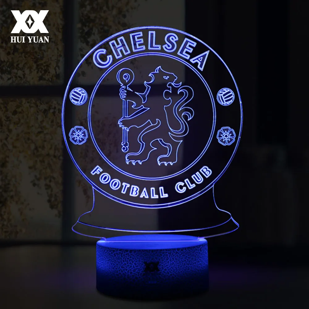 LED Chelsea Football Club 3D Lamp USB 7 Color Cool Glowing Base Home Decoration Table Lamp Children Bedroom Night Lights