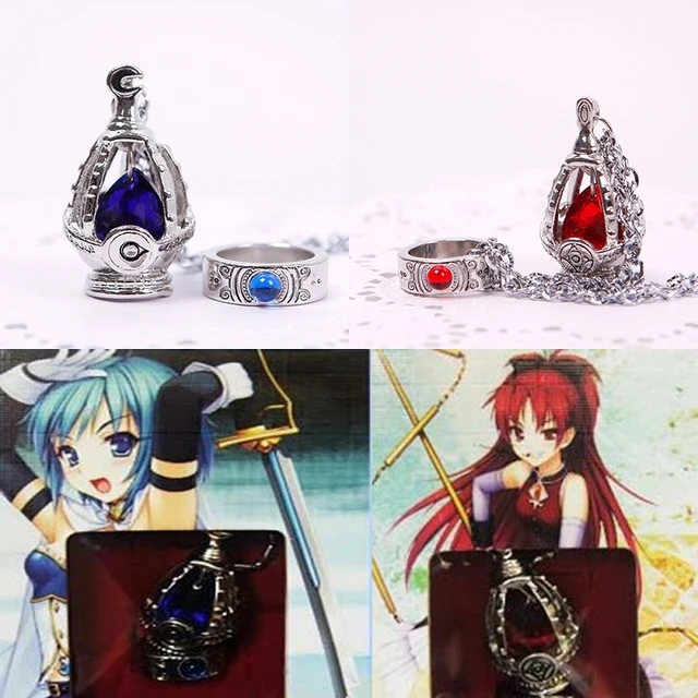 puella magi madoka magica alma gem colar anel cosplay conjunto