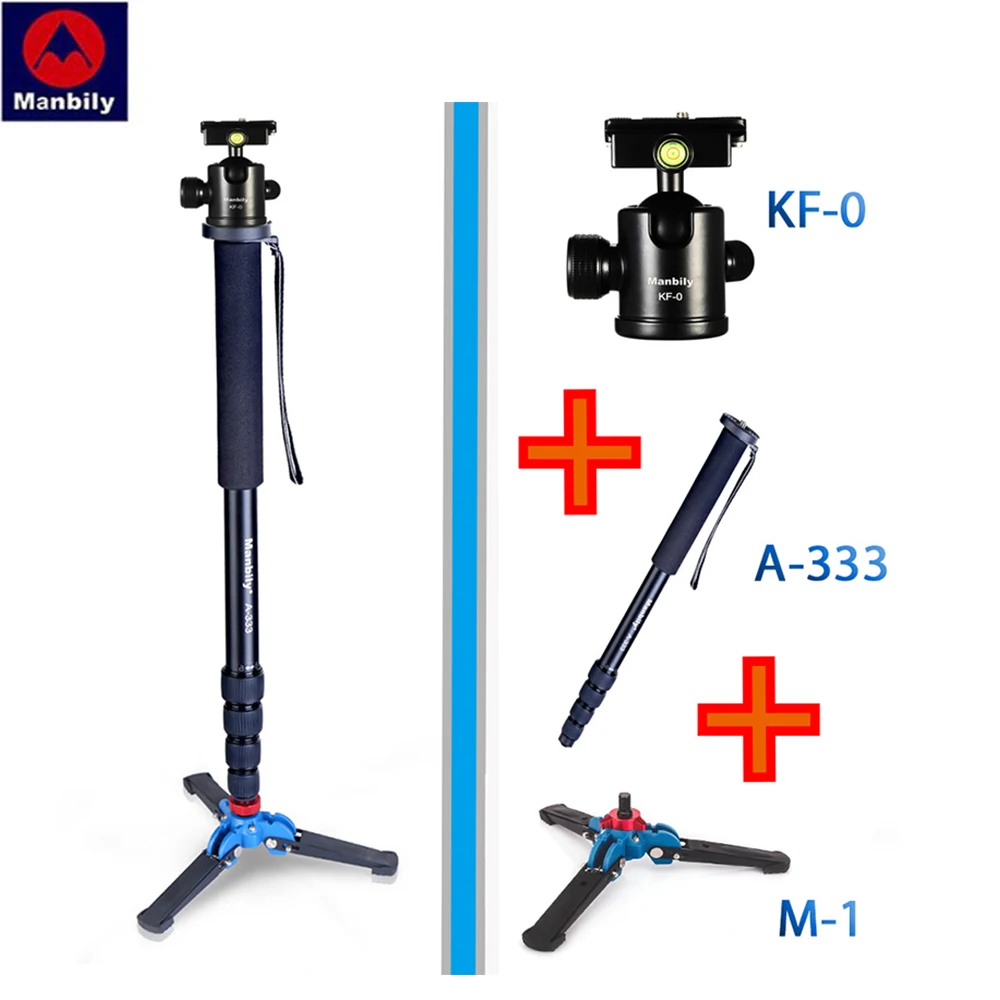  Manbily A-333 Professional Aluminum Alloy base desktop Camera tripod Video monopod stand ball head 