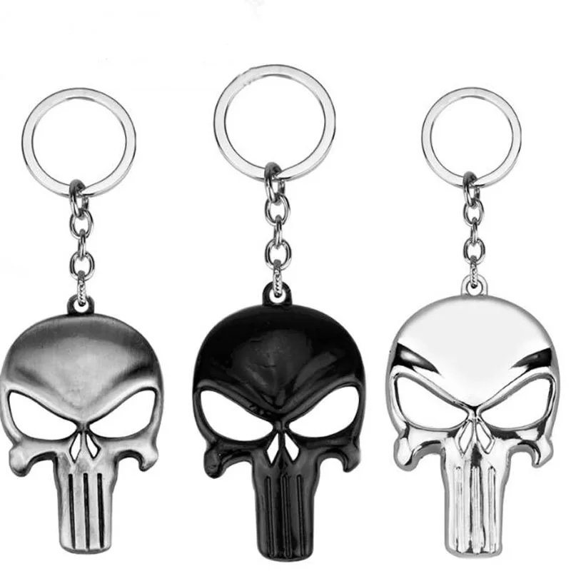 

10pcs/lot Fancy Fantasy The Punisher Skeleton Mask Keychain Urrounding Fashion Key Chain Classic Keyrings Skull Jewelry For Men