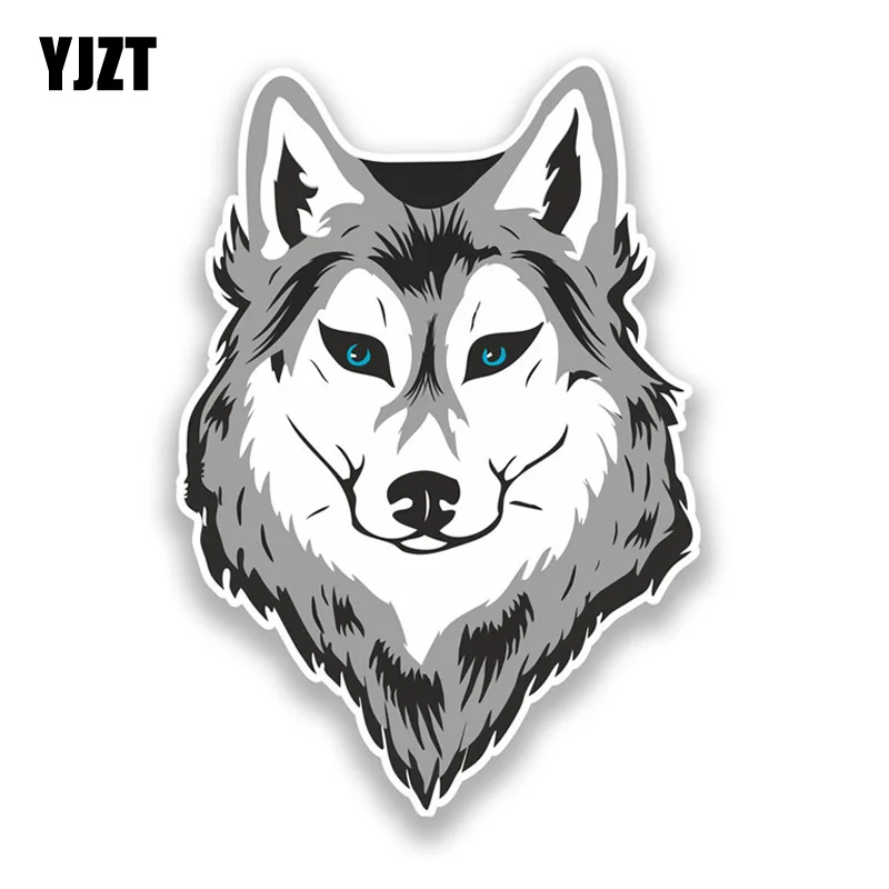 

YJZT 10.1*14.7CM Fashion Interesting Angry Wolf Head Cartoon Colored PVC Car Sticker Decoration Graphic C1-5457