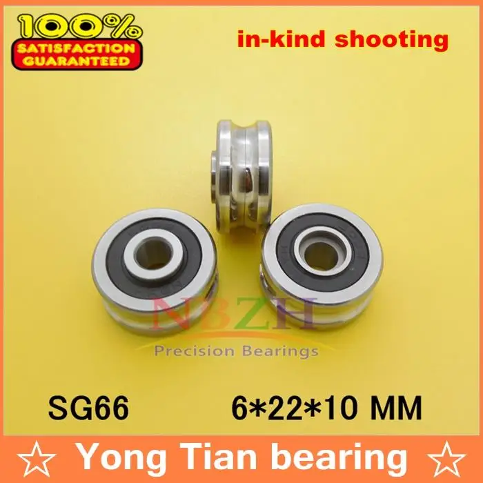 

SG66 2RS U Groove pulley ball bearings 6*22*10 mm R3U Track guide roller bearing (Precision double row balls) ABEC-5