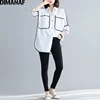 DIMANAF Plus Size Women Blouse Shirts Summer Office Lady Tops Tunic Big Size Cotton Loose Casual Spliced Female Clothes 2022 NEW ► Photo 2/6