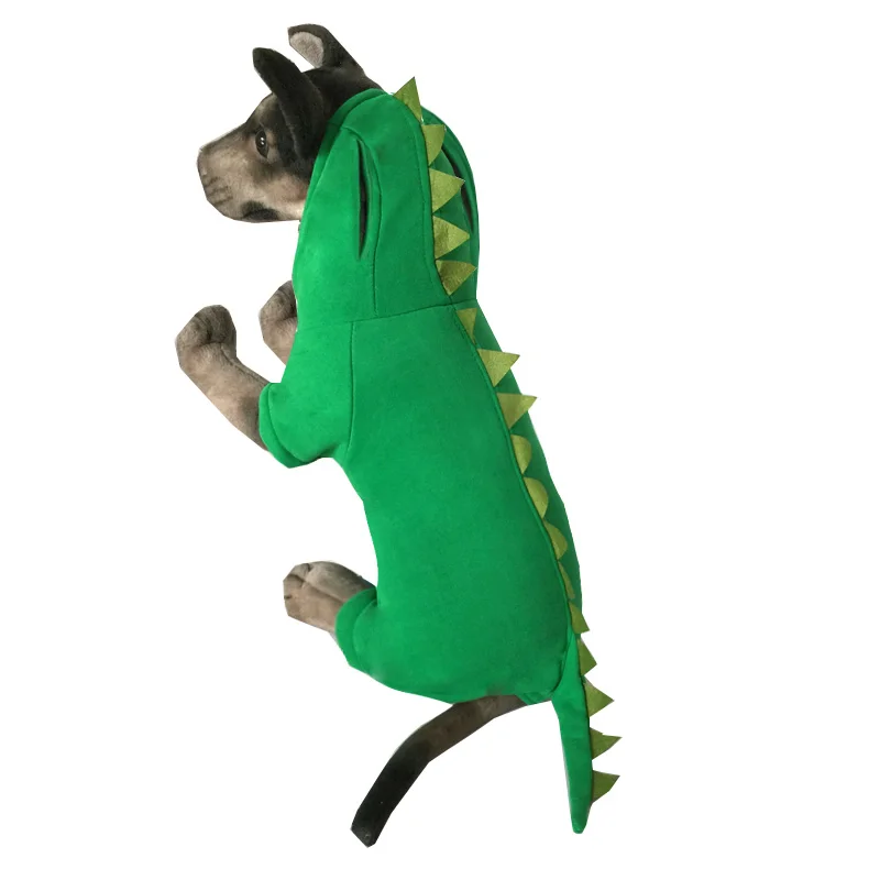 Одежда для собак с динозавром пальто для собак крупных пород мягкие теплые пижамы для собак Зимний комбинезон для собаки Костюм - Цвет: Зеленый