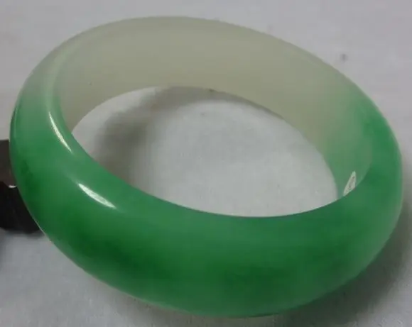 

A-5306 59mm BEAUTIFUL FASHION FINE EMERALD GREEN WHITE JADE GEMS BANGLE BRACELET 28% 10.13