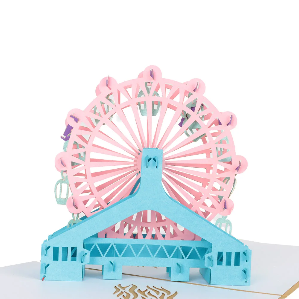  Thank You Card Greeting Invitation Card with Envelope Handmade 3D Ferris Wheel Postcard Party Acces - 32971622600