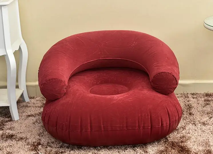 

fashion flocking pvc inflatable beanbag single sofa, family home accessory, armchair air bean bag chair