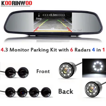 

KOORINWOO 4 in Car parking Sensor Video Reverse Radars Parktronic with car Rear view camera car front camera Mirror Night Vision