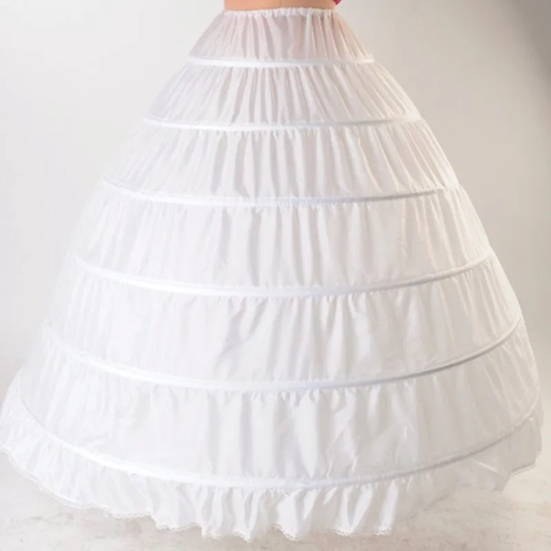 White Petticoat Ball Gown Under Skirt Puffy Wedding Dress 6 Hoops Crinoline Underskirt