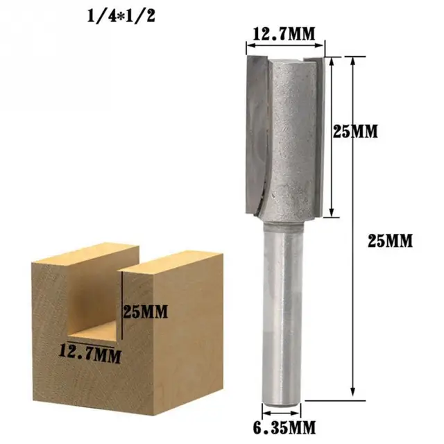 1/4″ 1/2″ Straight Knife Shank Trim Router Bits for Wood Trimming Cutters with Bearing Woodworking Tool Endmill Milling Cutter