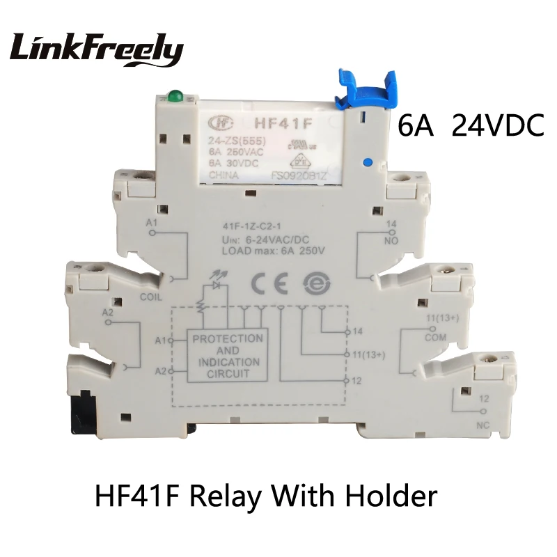 HF41F 24 ZS 1 шт. тонкое реле Din Rail мощности PCB держатель катушки В постоянного тока