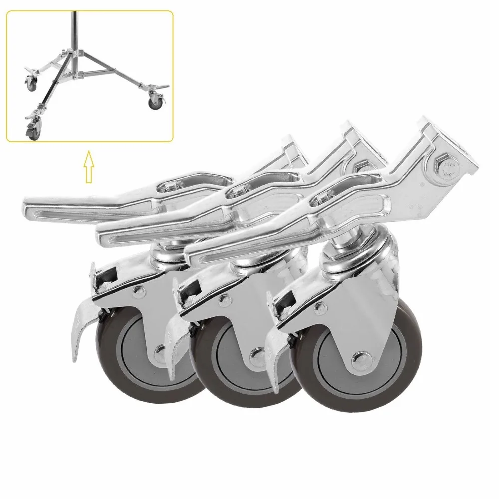 Selens 3PCS 360 학위 회전 사진 스튜디오 캐스터 잠금 휠 라이트 스탠드 붐 또는 사진 스튜디오 장비에 대 한 브레이크 잠금 장치