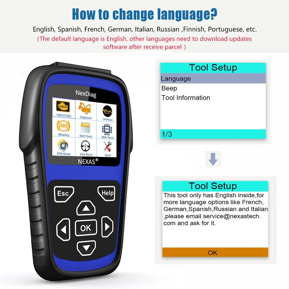 Nexas ND606 OBD2 сканер Авто Диагностический ABS Bleed аккумулятор EPB SAS сброс масла для CLA GLA