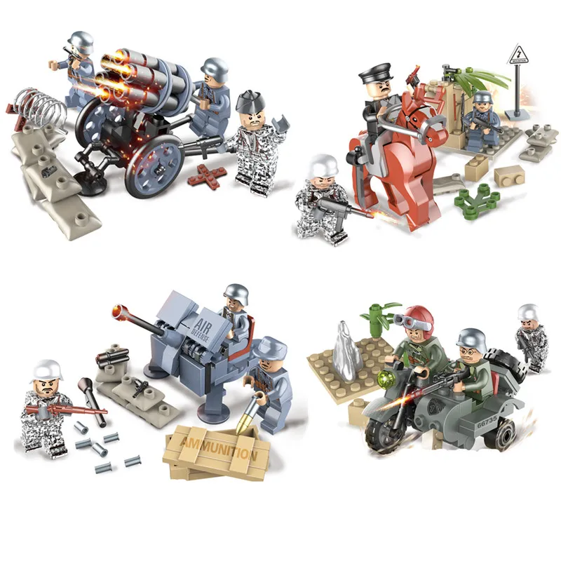 

Single Sale Military Army World War II WW2 SWAT Soldiers Knight Motorcycle Building Blocks Bricks Toys Compatible With Lego