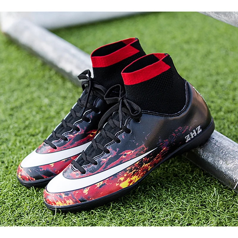 

Superfly High Ankle Soccer Cleats Shoes Men Turf Training Football Boots Women Sports Boy TF Futsal Sneaker Brand botas defutbol