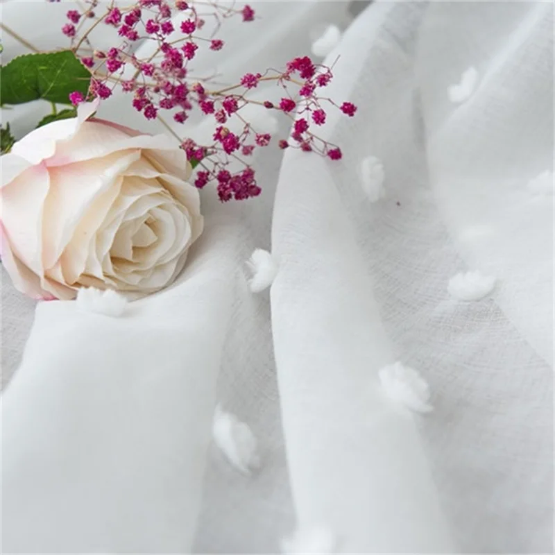 

3D Eembroider Design Sheer Panel White Tulle Curtain For Living Room Balcony European Style Window Voile Curtains T197#4