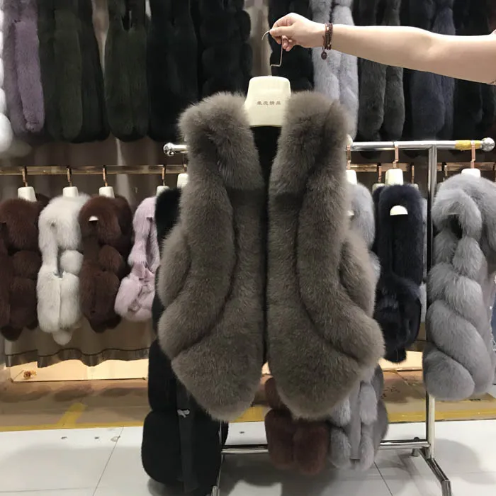 Женский жилет из цельного натурального Лисьего меха rf0203c|Шубы и дубленки| |