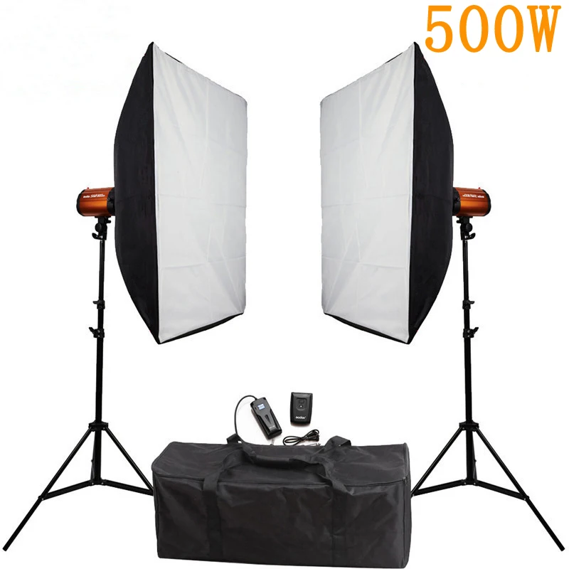 

Photography Godox Smart 250SDI Photo Studio Softbox 500ws Flash Lighting Kits Lightbox with Stand RT-16 16 Remote Control Set