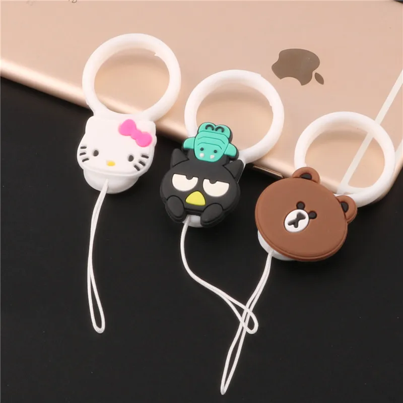 cartoon Universal Mini Silicone Soft Mobile Phone Straps Ring Pendant Cellphone Accessories for iPhone USB camera Car keys