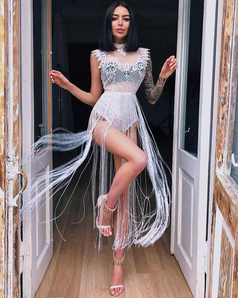 Missord 2020 Sexy Spring and Summer Tassel Playsuit Lace See Through Glitter Tassel Bodysuit FT8901 Missord 2020 Sexy Spring and Summer Tassel Playsuit Lace See Through Glitter Tassel Bodysuit FT8901