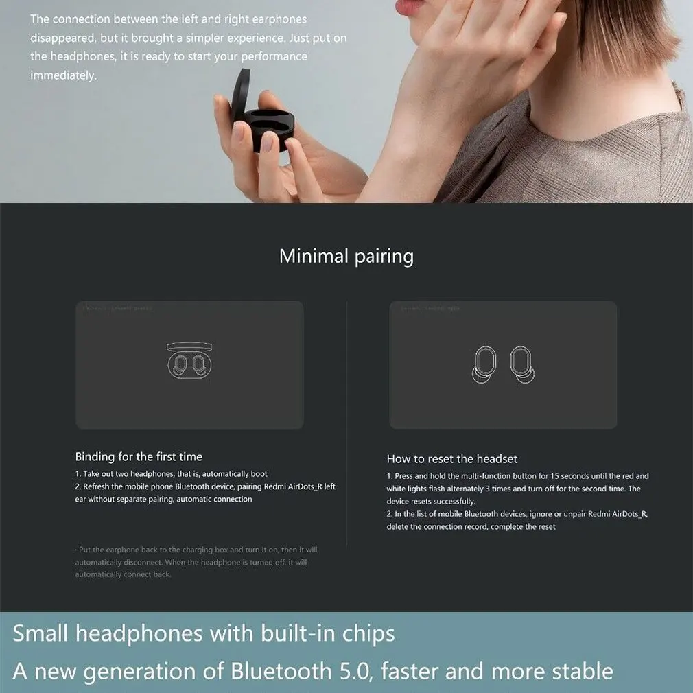 Xiaomi mi, Red mi AirDots TWS, настоящие беспроводные Bluetooth наушники, стерео, Bluetooth, 5,0 mi ni, гарнитура с mi c, наушники