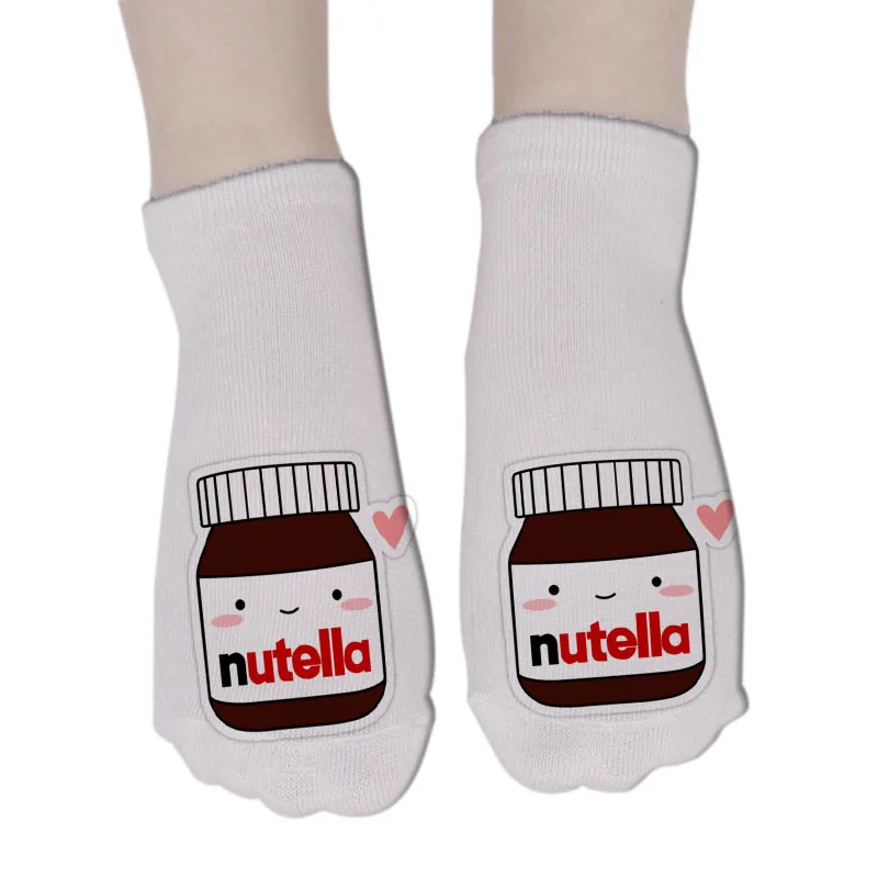 Rubu Новые забавные носки с 3d принтом милые носки унисекс с персонажем nutella белые популярные женские модные хлопчатобумажные забавные носки 7H2