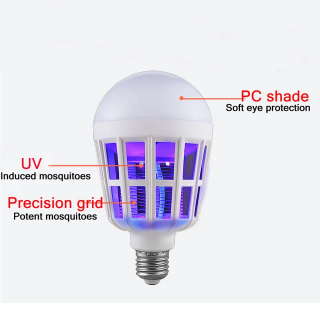 110 ~ 220 V Elektromos Szúnyoggyilkos Izzó Uv 15W Led Bug Zapper Light Mosquito Repeller Lighting Killing Fly Dual Countion Lámpa - Image 2