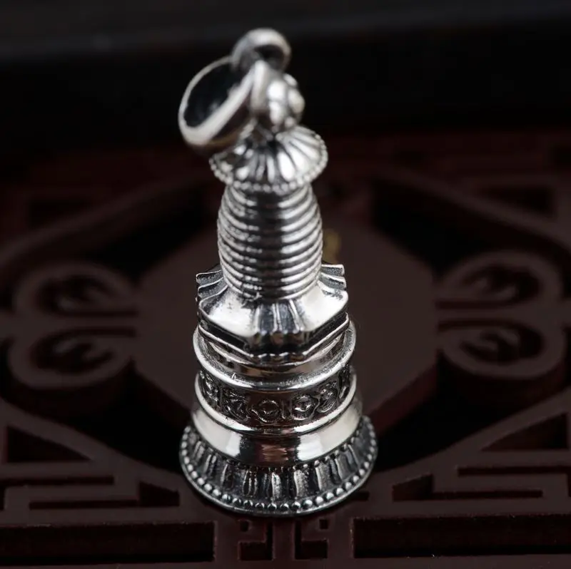 

S925 Sterling Silver Pendant Silver Pagoda unique gawu Box Pendant safe explosion of evil