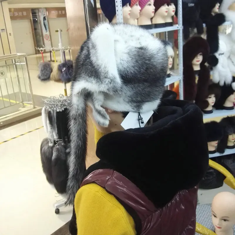 Горячая Распродажа меховая шапка из натуральной норки для женщин зимние норковые меховые шапочки шапка благородная шапка, ручная работа