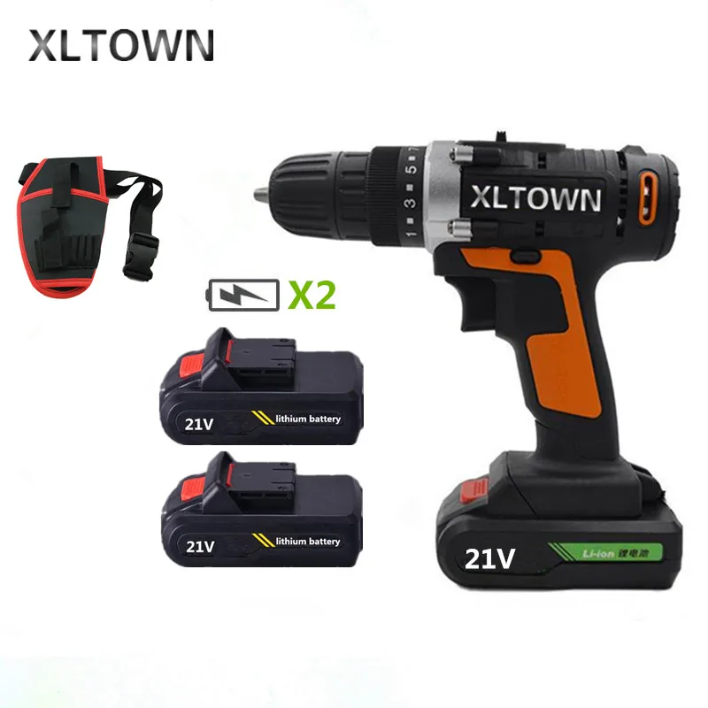 Xltown 21vCordless двухскоростная электрическая дрель с 2 батареями литиевая батарея