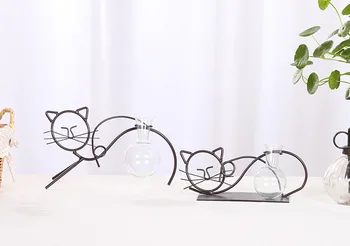 

1PC Home Decor Glass Vase Home Decor ZAKAKA Cute Cat Micro-landscape Hydroponic Bottle Office Decor Hydroponic Vase JL 283