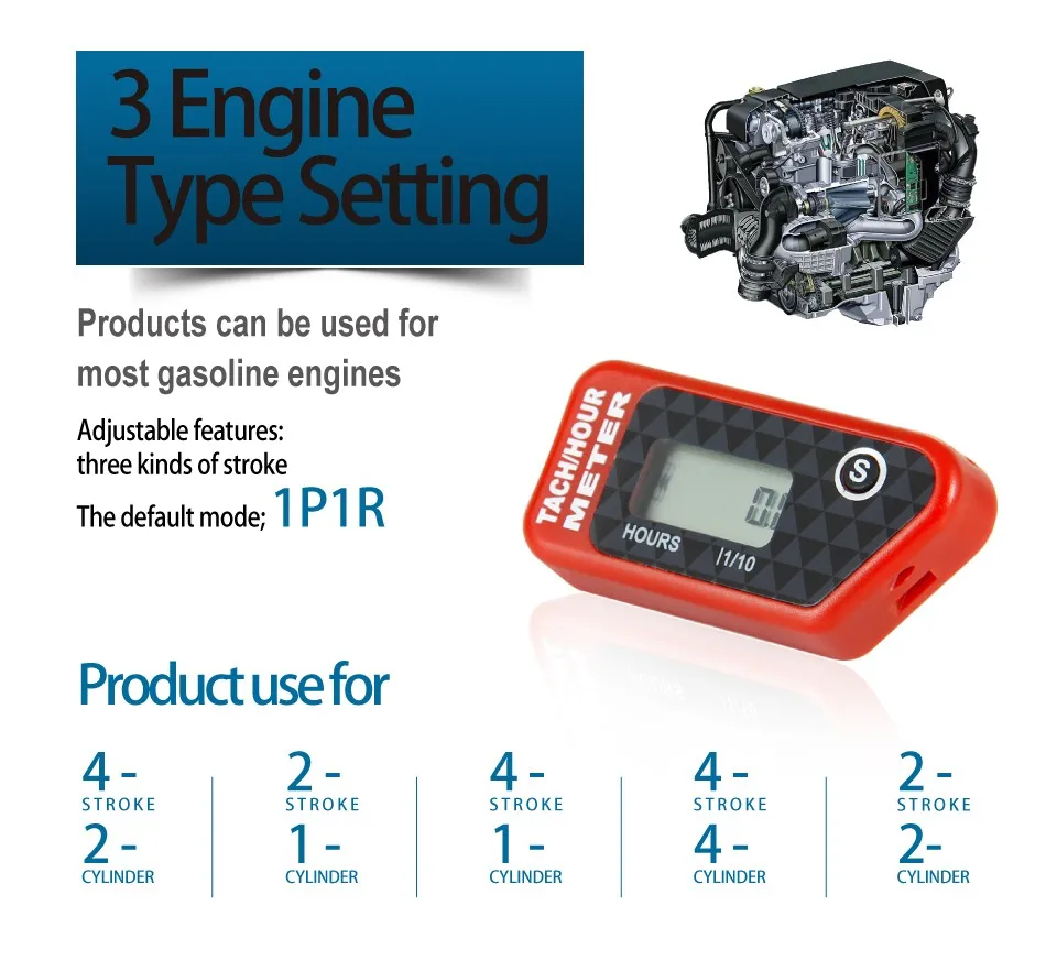 Индуктивный Resettablel Тахометр Счетчик часов для газовый двигатель MX Мотоцикл ATV для снегоходов jet ski RL-HM016R