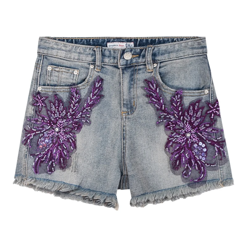 glitter jean shorts