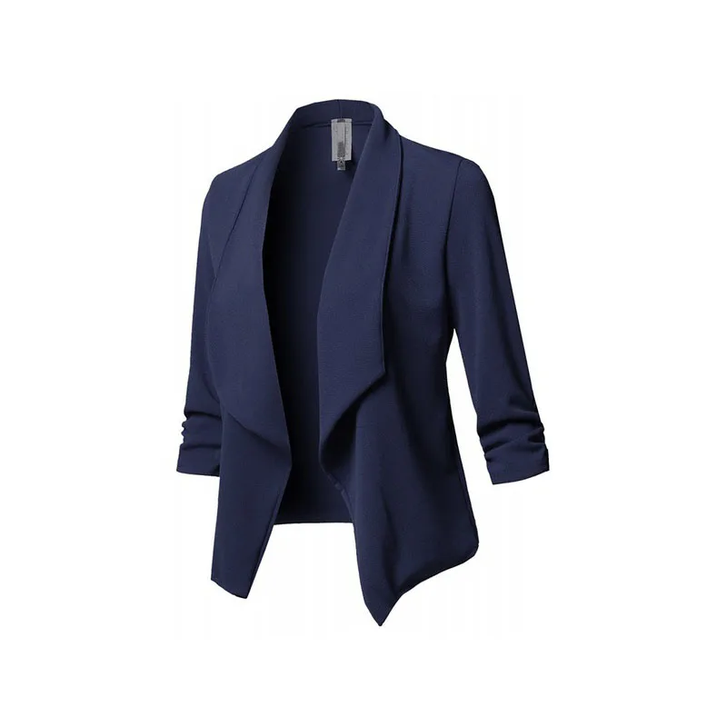 Autumn Casual jacket Women 2018 Blend Coat Slim Long Sleeve Pleated Solid Wild Small Plus Size Open Stitch 5xl