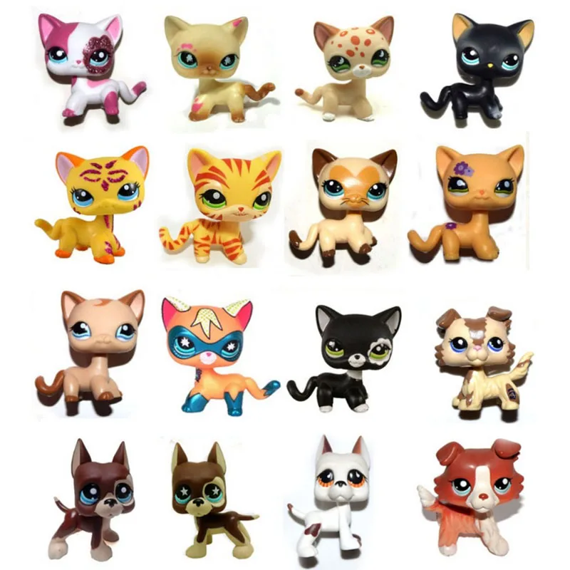 

Pet Shop White Black Yellow Brown Pink Sparkle Cheap Short Hair Collie Great Dane Dog Cat Collection Loose Figure Child Toy
