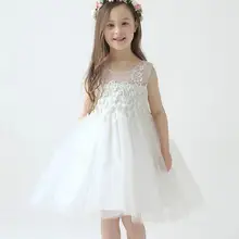 Свадебное платье для девочек; Коллекция года; сезон лето; модные белые праздничные Платья с цветочным кружевом и большим бантом; детское платье принцессы; От 3 до 12 лет
